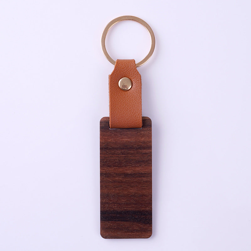 Wholesale Blank DIY Wood Sign Leather Wooden Keychain